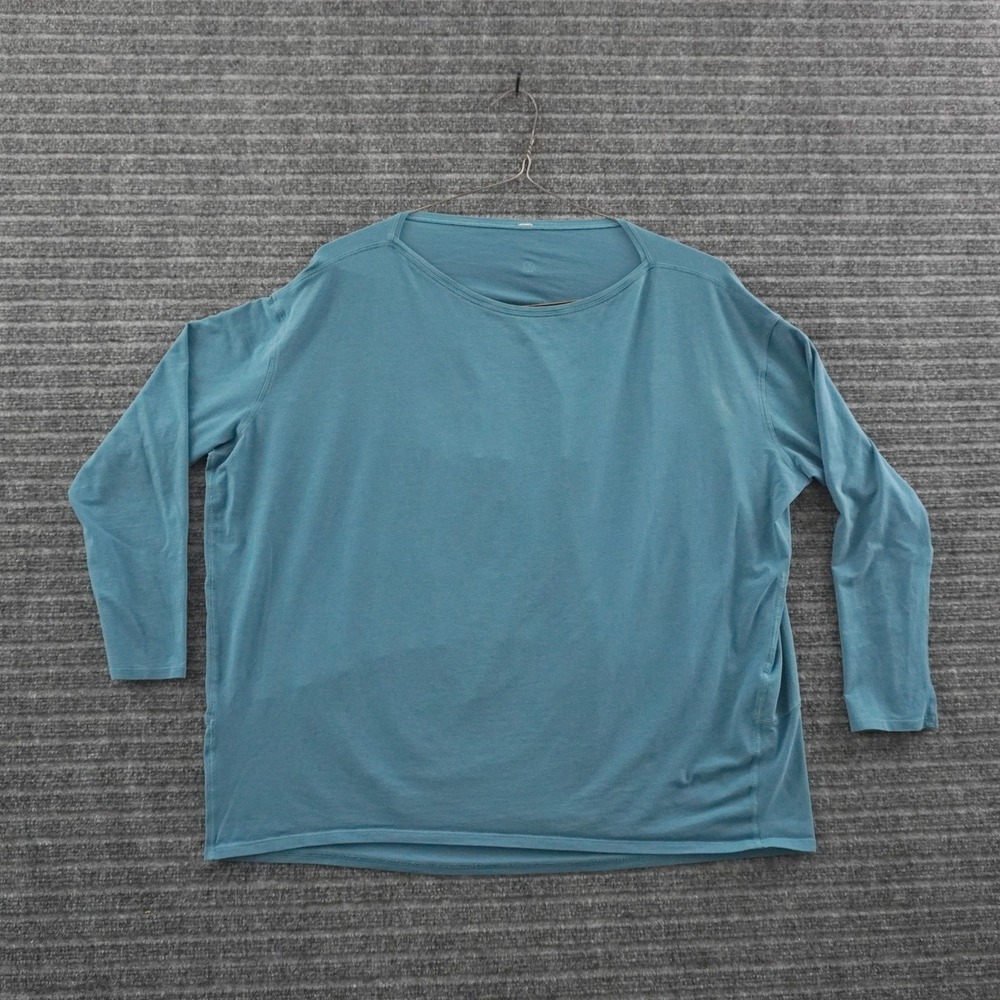 Lululemon Long Sleeve Top Womens Size 12 Teal Blue Relaxed Fit Boat Neck